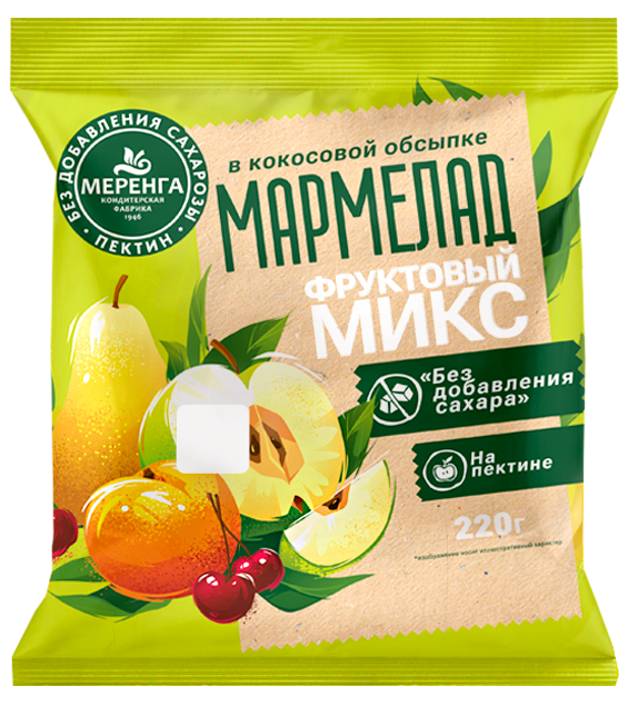  Меренга Мармелад без сахара в кокосовой обсыпке Фруктовый микс, 220г   в Усть-лабинске